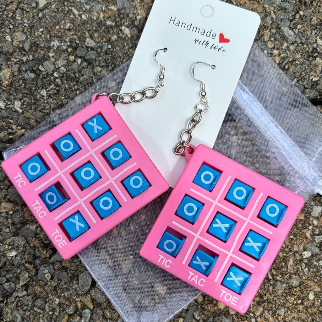 Playable Tic Tac Toe Earrings Handmade